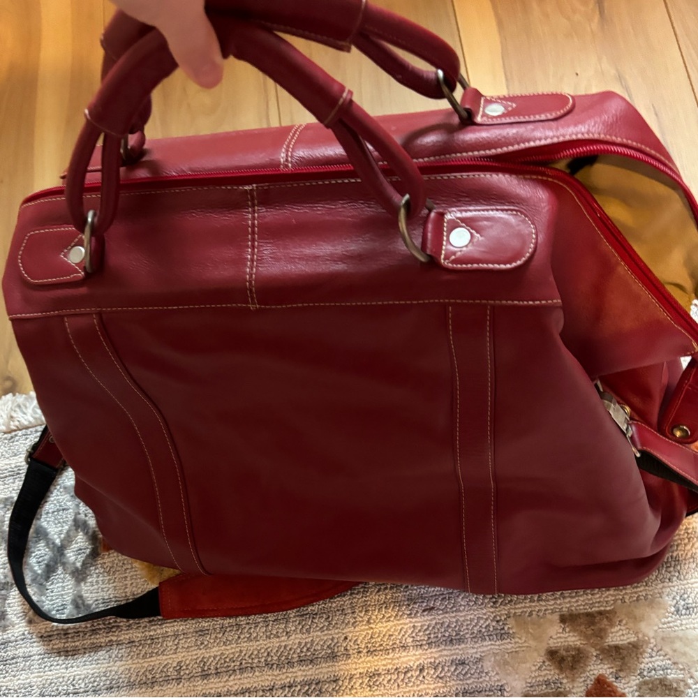 Piel Genuine Red Leather XL Tote Bag